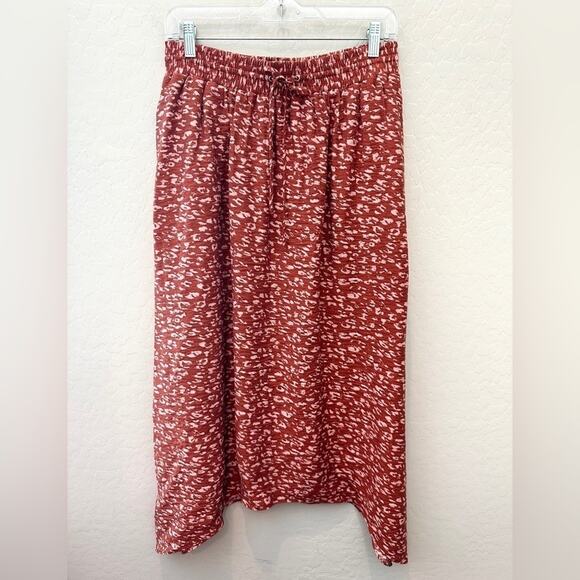 SIMPLY VERA VERA WANG | Rust Animal Print Sharkbite Hem Midi Skirt | Medium - Picture 1 of 9